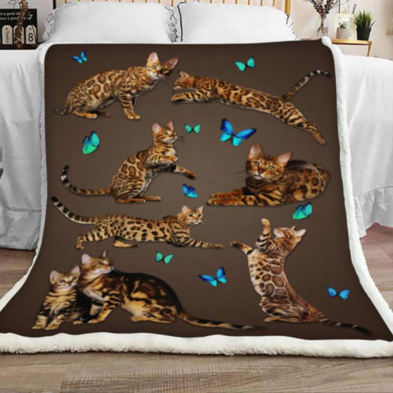 Bengal Cat Sherpa Blanket JR1702 78O58