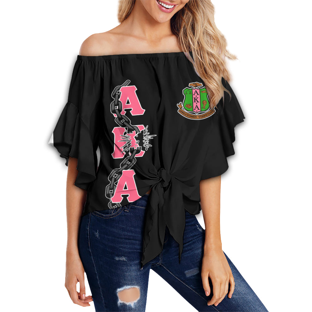 Alpha Kappa Alpha Happy Juneteenth Off Shoulder Wrap Waist Top T09