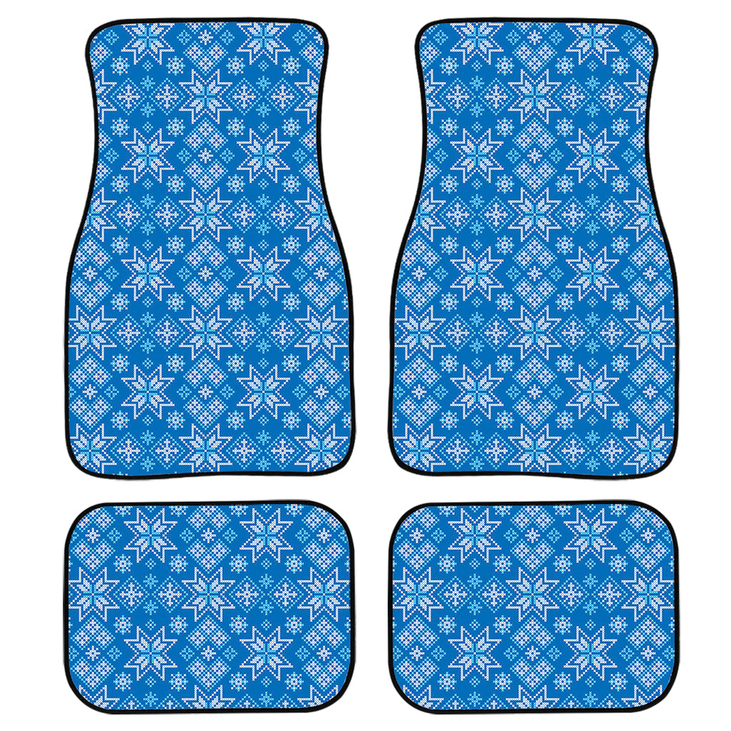 Christmas Nordic Knitted Pattern Print Front And Back Car Floor Mats, Front Car Mat