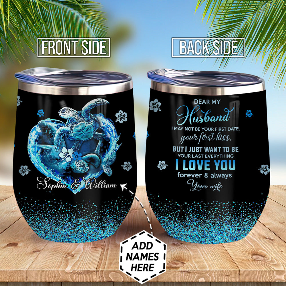 Personalized Turtle Couple Tropical Agmz0507013Z Wine Tumbler