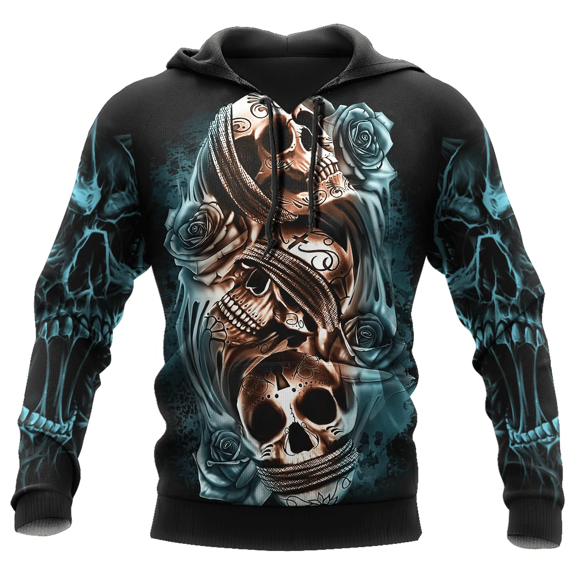 Rose Skull Smoke Hoodie, 3D Full Printed Hoodie With Skull Rose, Skull Hoodies