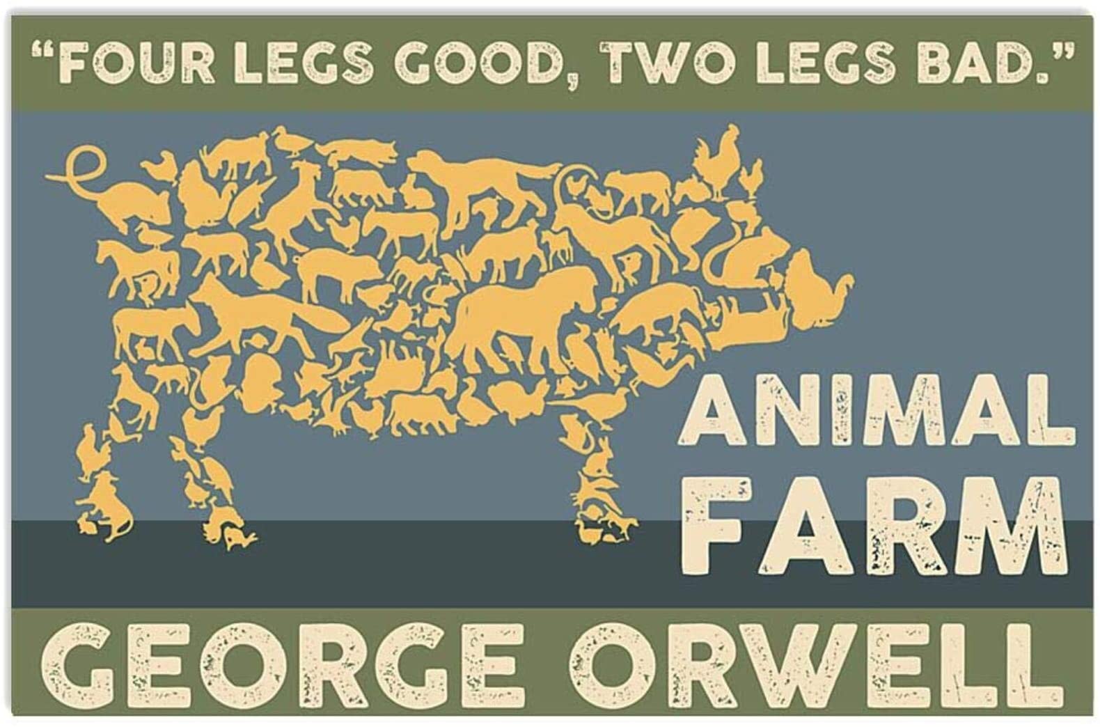 Skitongifts Poster No Frame, Farmer Animal Farm Pig Pattern Four Legs Good Tow Legs Bad George Orwell, Wall Art Decor