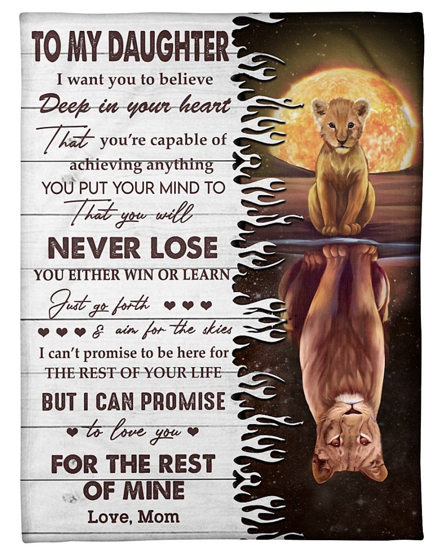 You Will Never Lose Red Moon Lion Reflection Mom Gift For Daughter Fleece Blanket