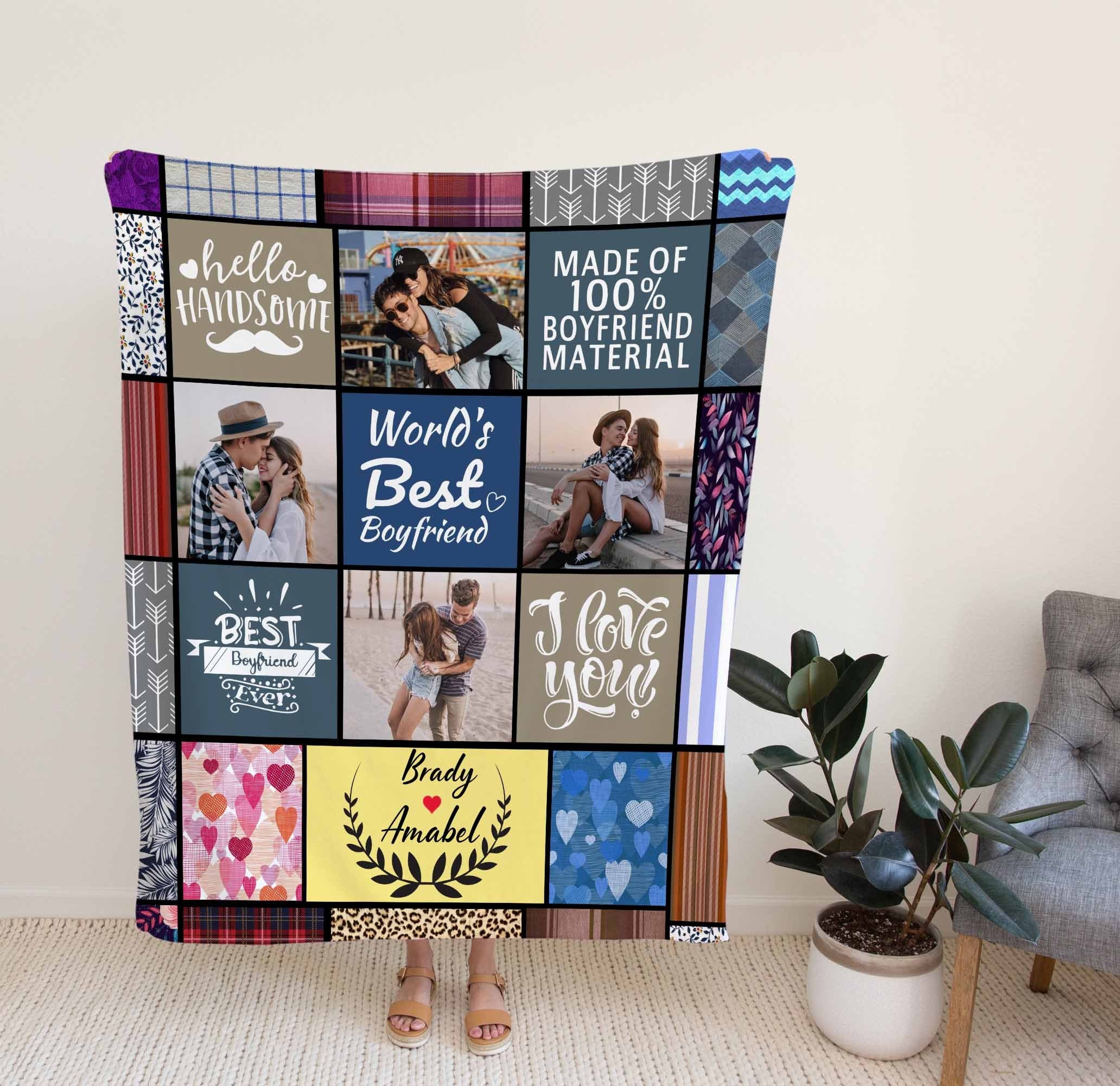 Personalized Photo Blanket, Custom Gift Ideas For Boyfriend, Gift Ideas For Lover, Gift From Girlfriend.