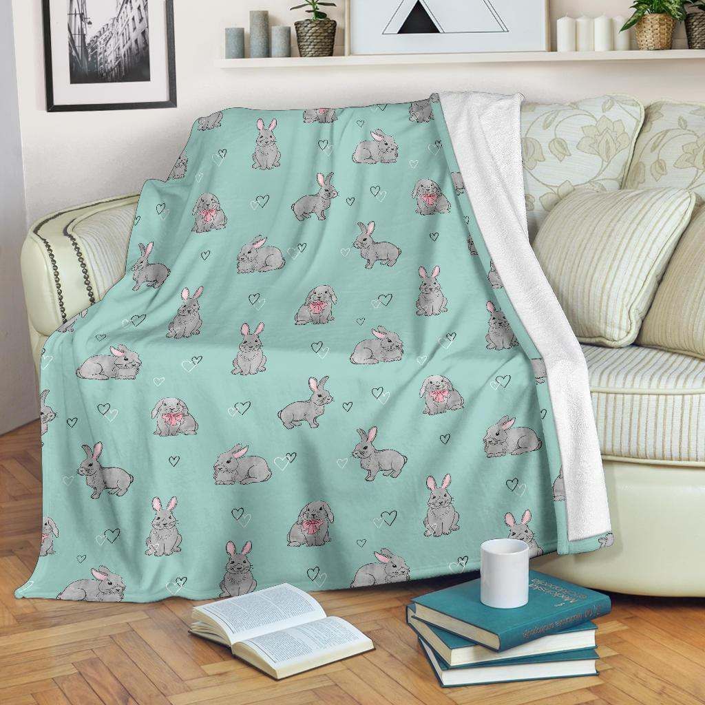 Bunny Pattern Sherpa Fleece Blanket RROF