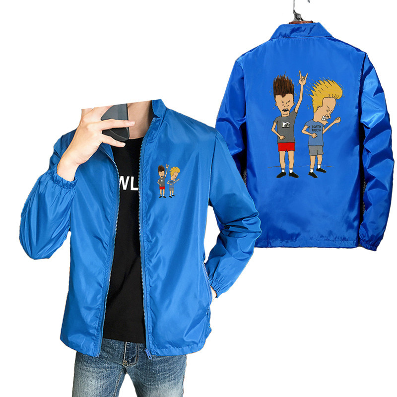 Beavis Butthead Rock Jacket Men Spring Old Cartoon Comedy Music Comic Casual Windbreaker Coat Male Oversized Harajuku Clothing alx