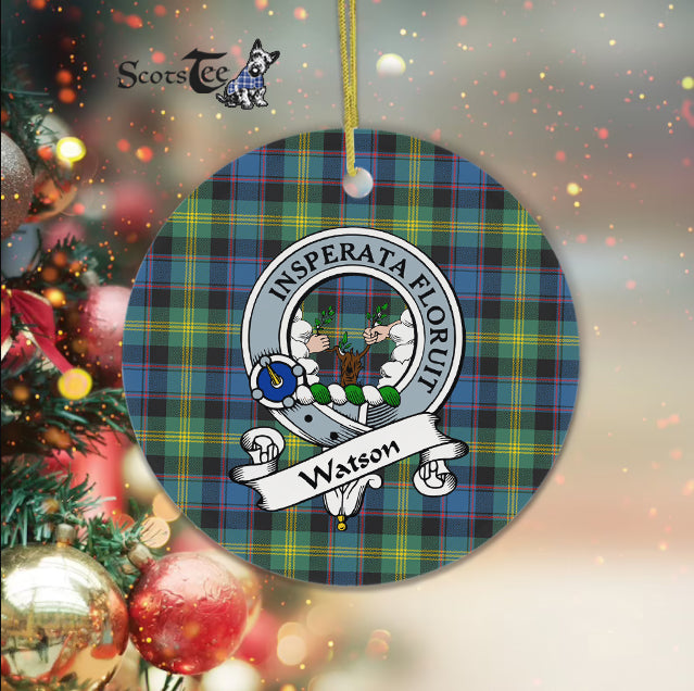 Watson Scottish Clan Badge Plaid Ornament Gift. Christmas Tree Ornament Watson Clan Tartan Ornament Great Christmas Ornaments Gift