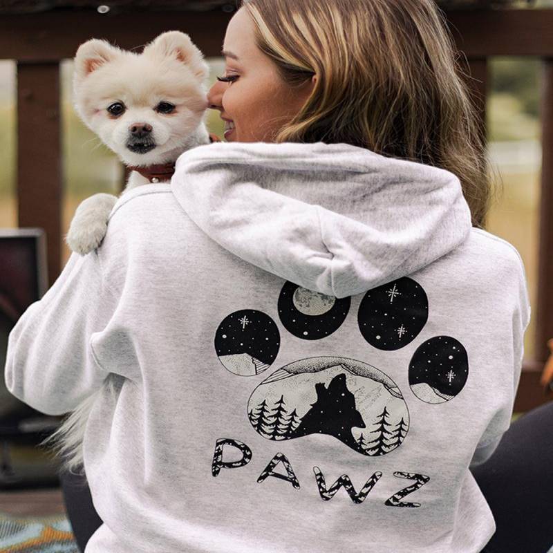 Ash Howling Wolf Pawz Print Hoodie