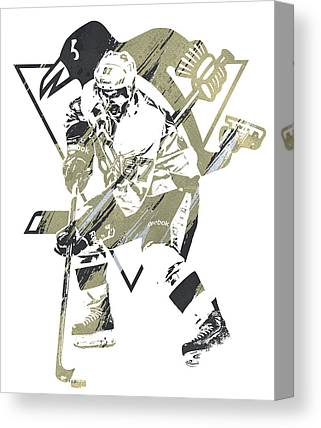 Sidney Crosby Pittsburg Penguin Watercolor Strokes Pixel Art 3 Joe Hamilton Canvas Print