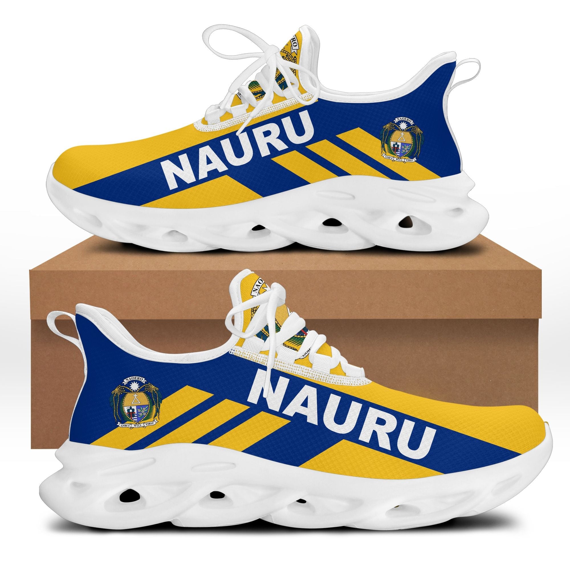 Polynesian Footwear – Nauru Flag Sport Clunky Sneakers J109 – Vergors Store