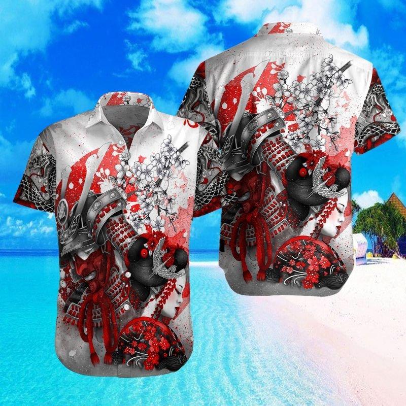 Samurai And Geisha Hawaii Shirt Hawaiian Shirt For Men, Hawaiian Shirt For Women, Aloha Shirt, Hawaii Shirt