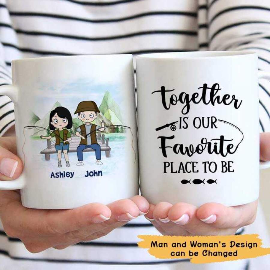 Fishing Chibi Couple Together Is Our Favorite Place Personalized Coffee Mug