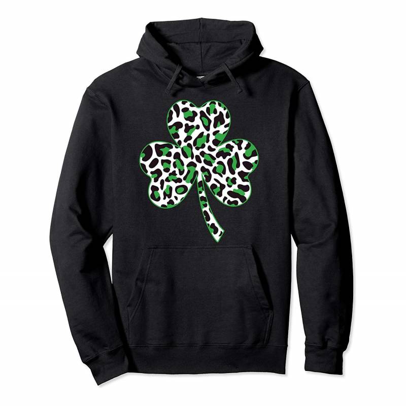 Cute Shamrock Leopard Print St Patricks Day Irish Pattern Pullover Hoodie