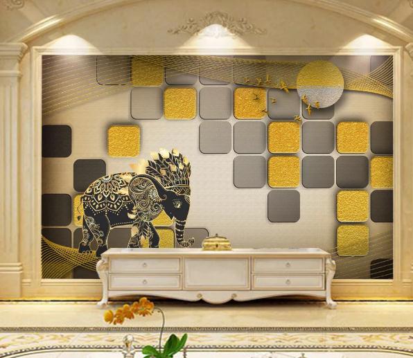 3D Nordic Fresh Simplicity Hand Drawing Elephant Wall Mural Wallpaperpe 12