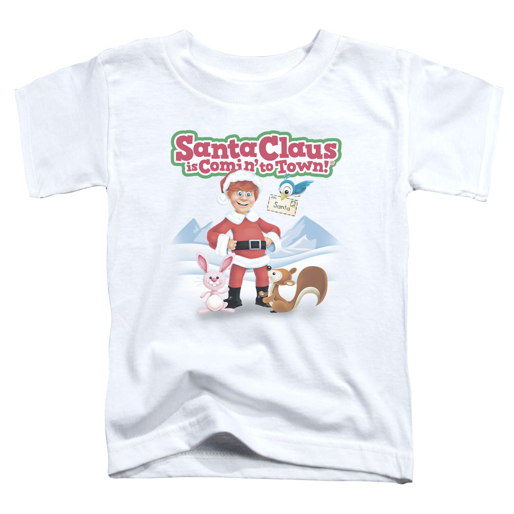 Santa Claus Is Comin To Town Animal Friends Toddler Kids Youth T Shirt White