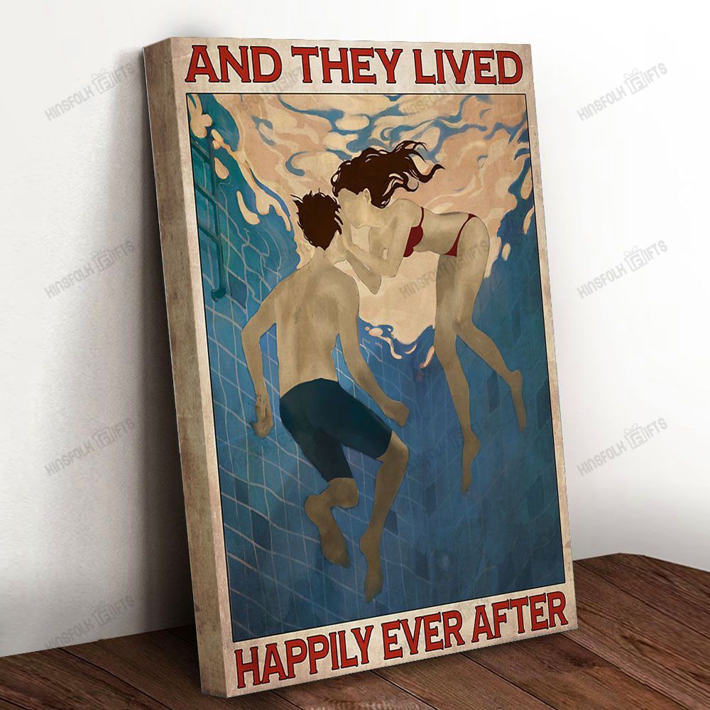 Couple Under Pool And They Lived Happily Canvas Poster Wall Art, Poster Print, Canvas Print Wall Decor