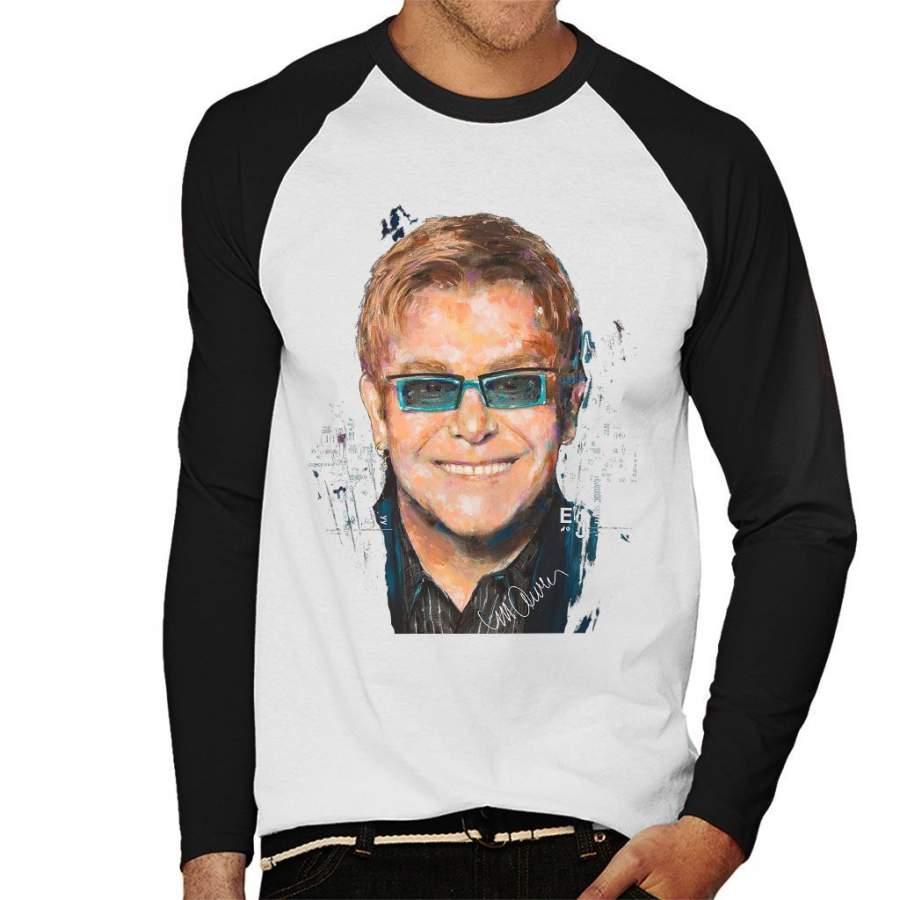 Original Portrait Of Elton John Baseball Long Sleeved T-Shirt