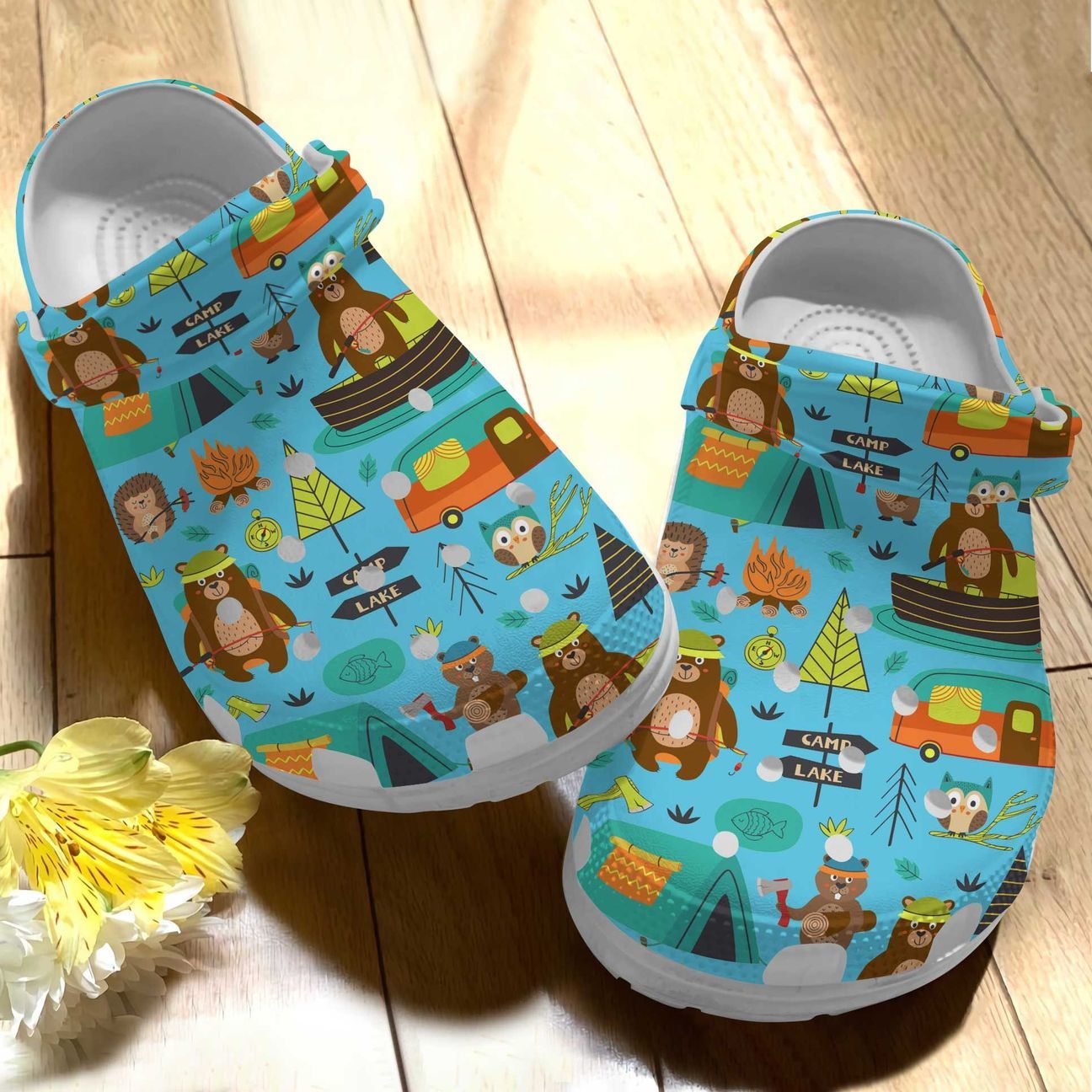 Camping Personalized Clog, Custom Name, Text Happy Camper Pattern, Fashion Style For Women, Men, Kid, Print 3D