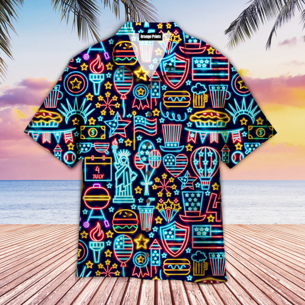 Independence Day Neon Style Hawaii Shirt For Men Women Ha102099