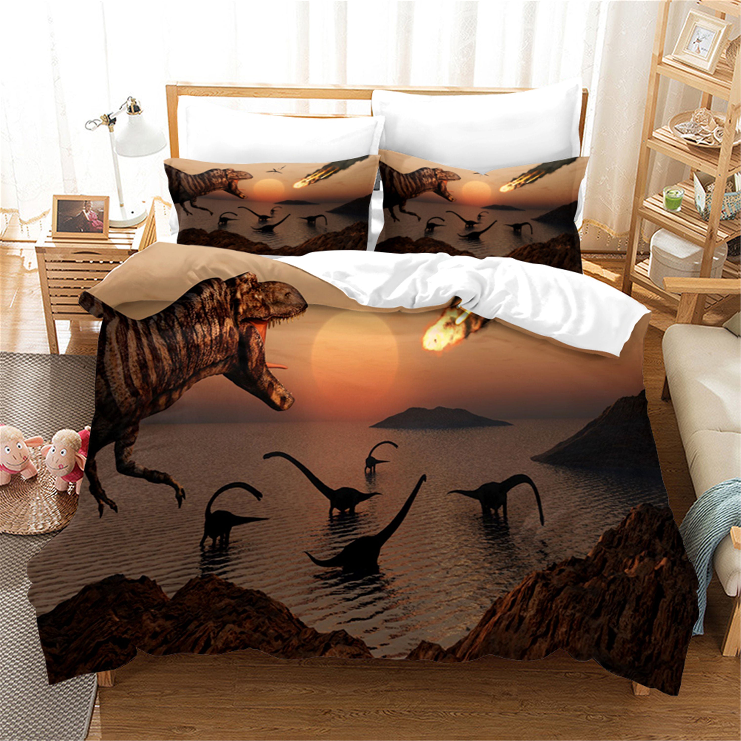 3D Animal Dinosaur Sunset Sky Quilt Cover Set Bedding Set Duvet Cover Pillowcases 110