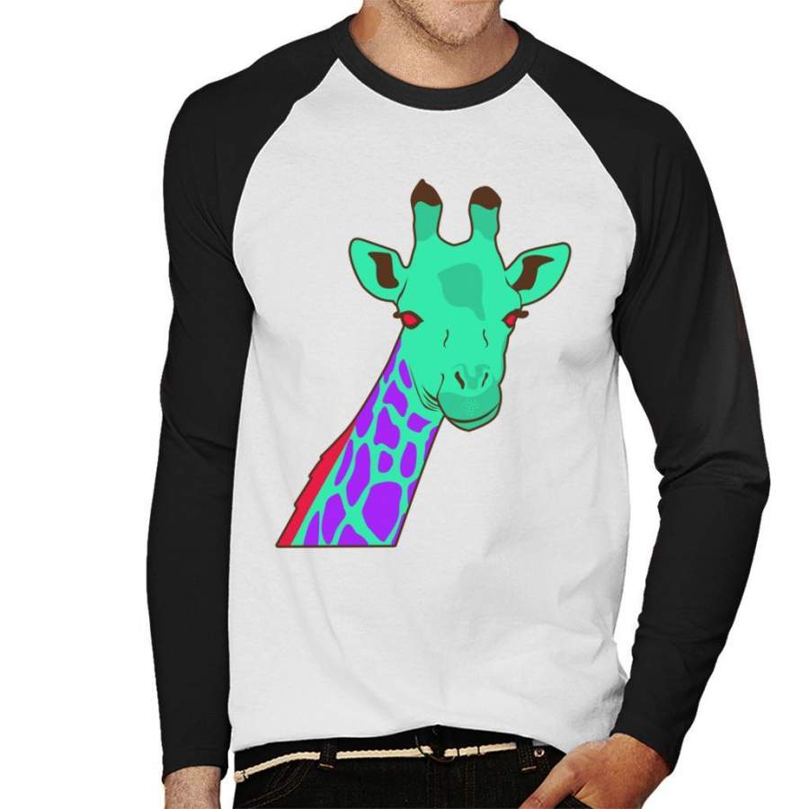 Neon Giraffe Men’s Baseball Long Sleeved T-Shirt