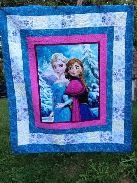 ANNA AND ELSA FROZEN FABRIC QUILT