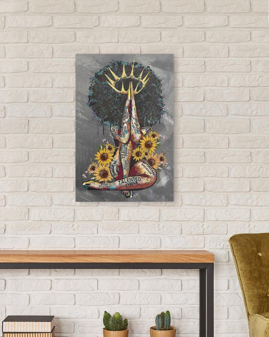 Black Queen Praying Canvas Poster Wall Art