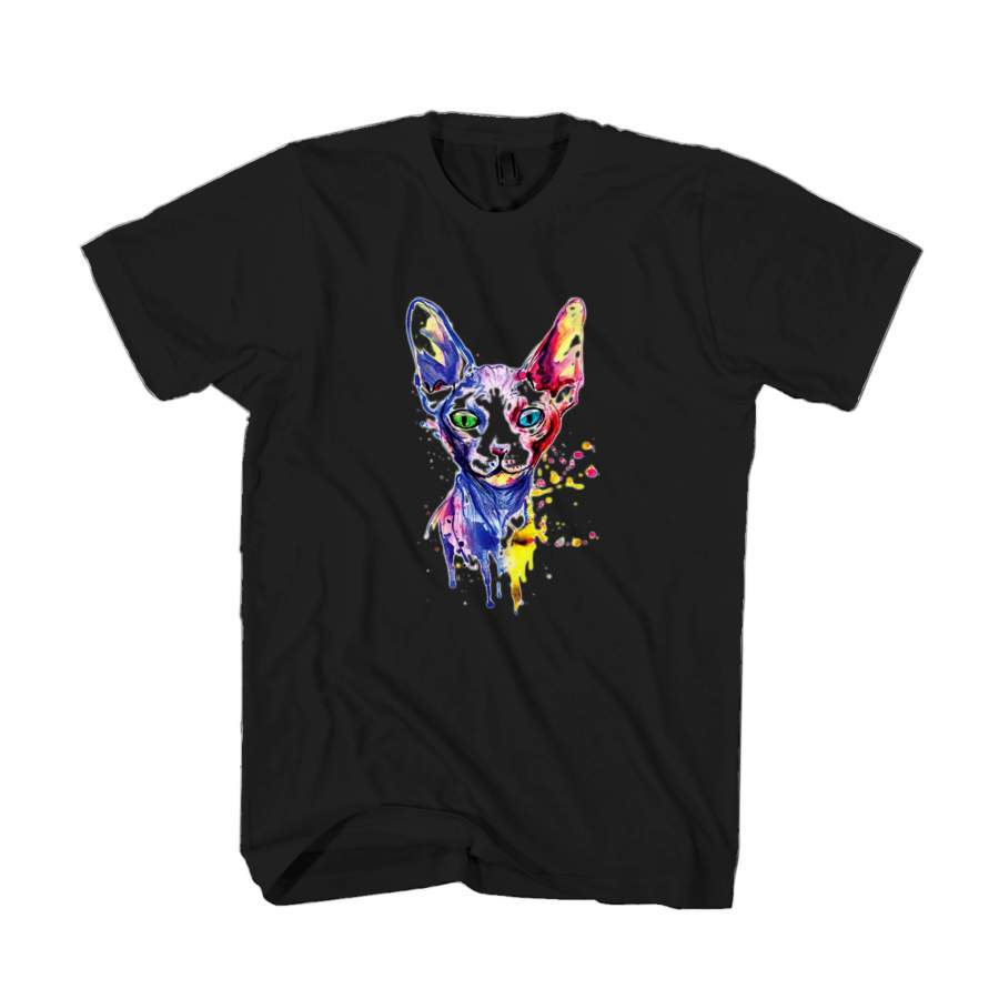 Sphinx Egyptian Cat Watercolor Animal Art Splash Graphic Man’s T-Shirt