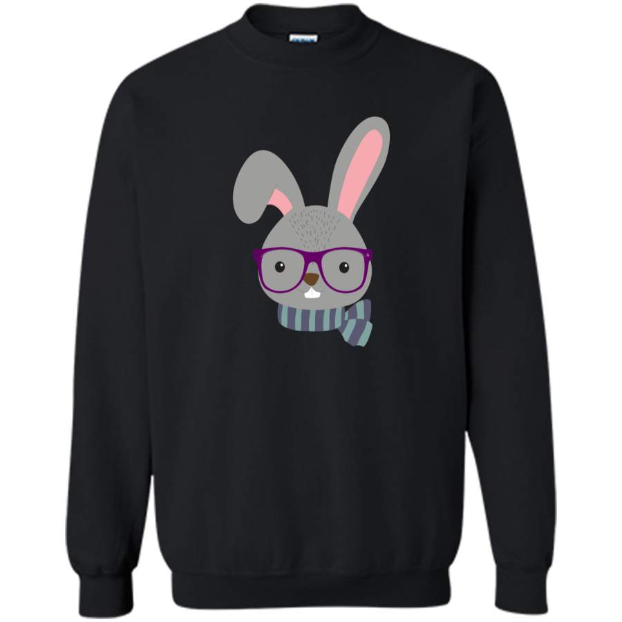 Cute Cool Bunny Funny Easter Shirt Printed Crewneck Pullover Sweatshirt 8 oz