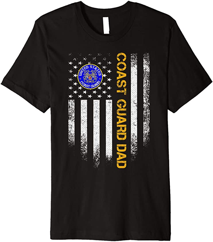 Vintage USA American Flag Proud US Coast Guard Veteran Dad Premium T-Shirt