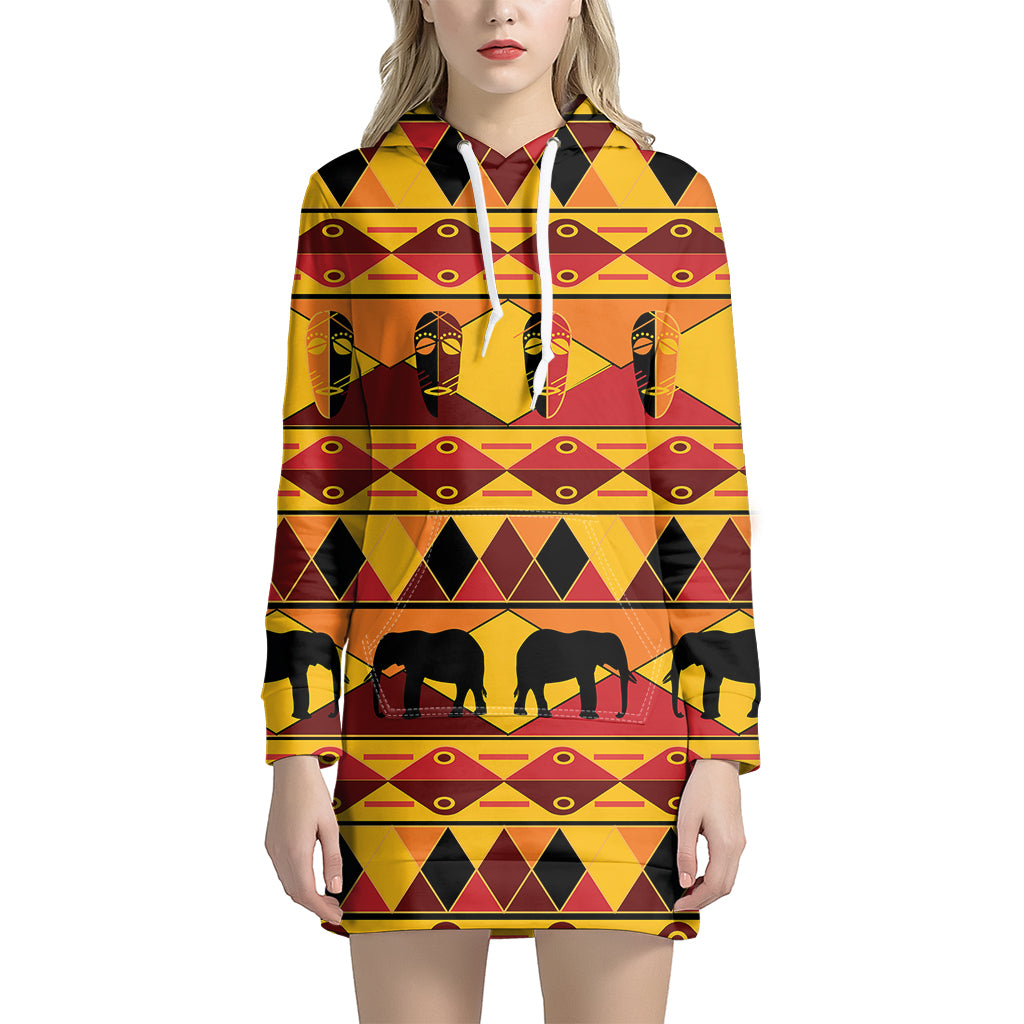 Sunset African Tribal Pattern Print Women’S Pullover Hoodie Dress