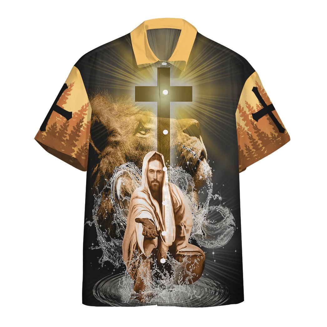 Unifinz Jesus Hawaiian Shirt Jesus My God My King My Lord Lion Orange Hawaii Shirt Jesus Aloha Shirt 2022