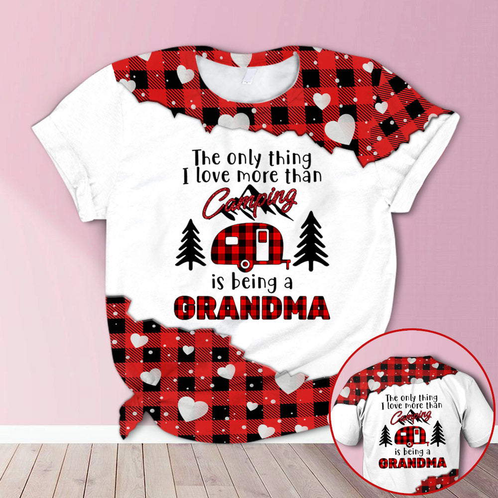 Personalized Camping Grandma Red Plaid All Over Print Shirts, 3D Shirts For Grandma Hn98 Do99