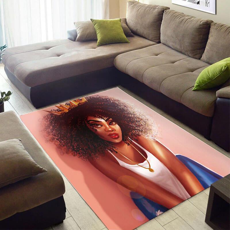 Beautiful African Area Rug Beautiful Afrocentric Melanin Woman African Large Carpet African Style Decor WBG4001