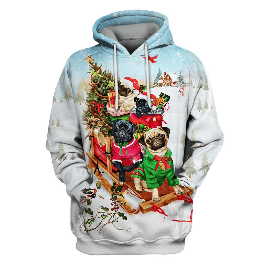 Pugs Bringing Christmas Presents Custom T-Shirt – Hoodies Apparel