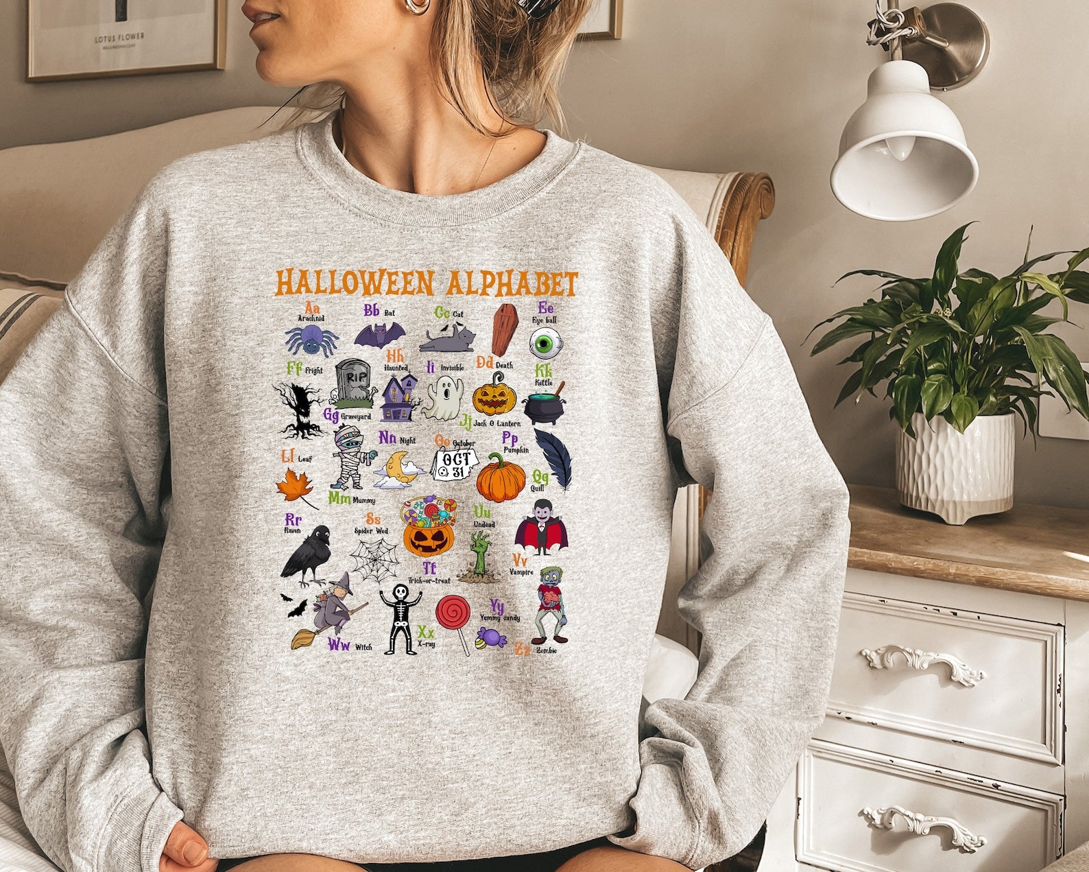 Halloween Alphabet Sweatshirt 2D Crewneck Sweatshirt All Over Print Sweatshirt For Women Sweatshirt For Men Sws4279