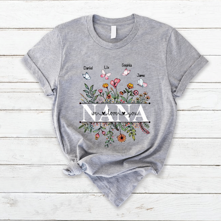 Personalized Grandma Flower We Love You T Shirt