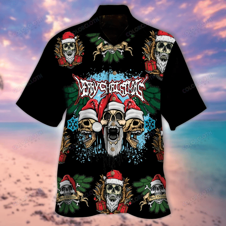 Triple Santa Skull Hawaii Shirt Ha34828