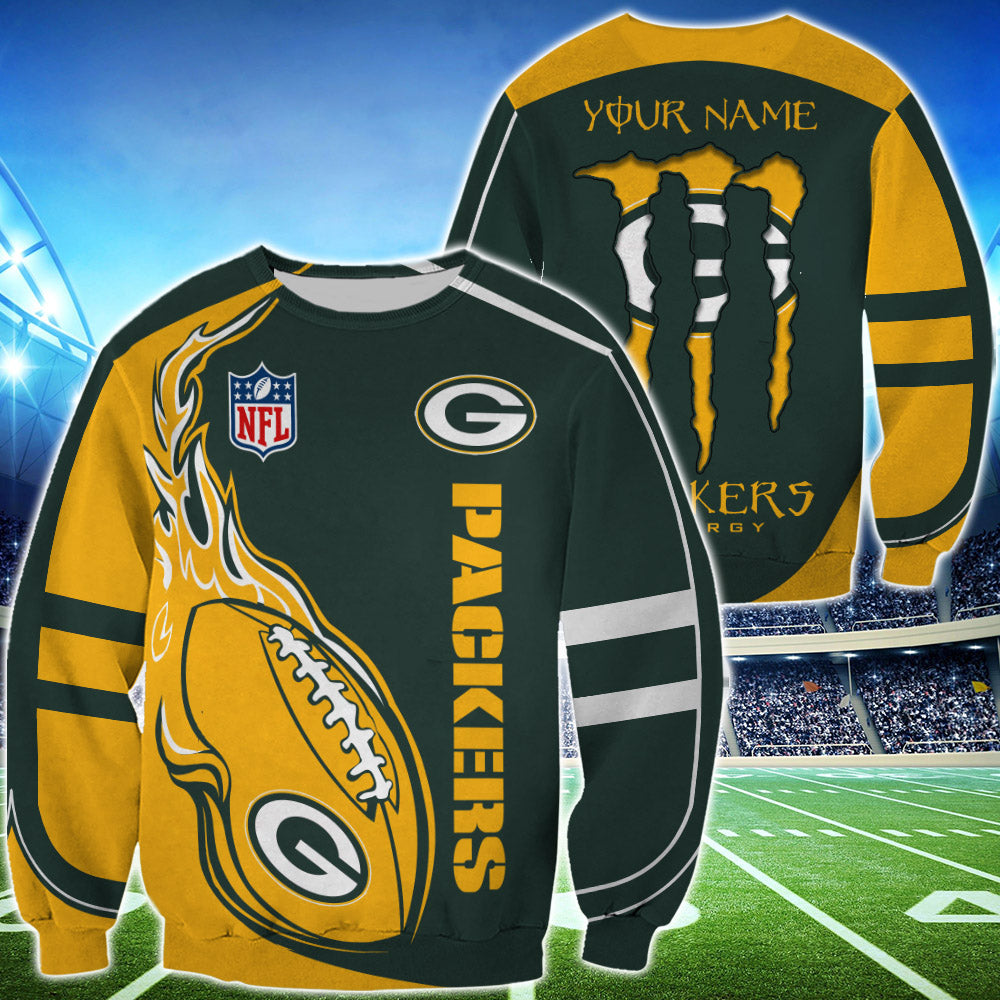 Monster Energy Green Bay Packers Sweatshirt Custom Name