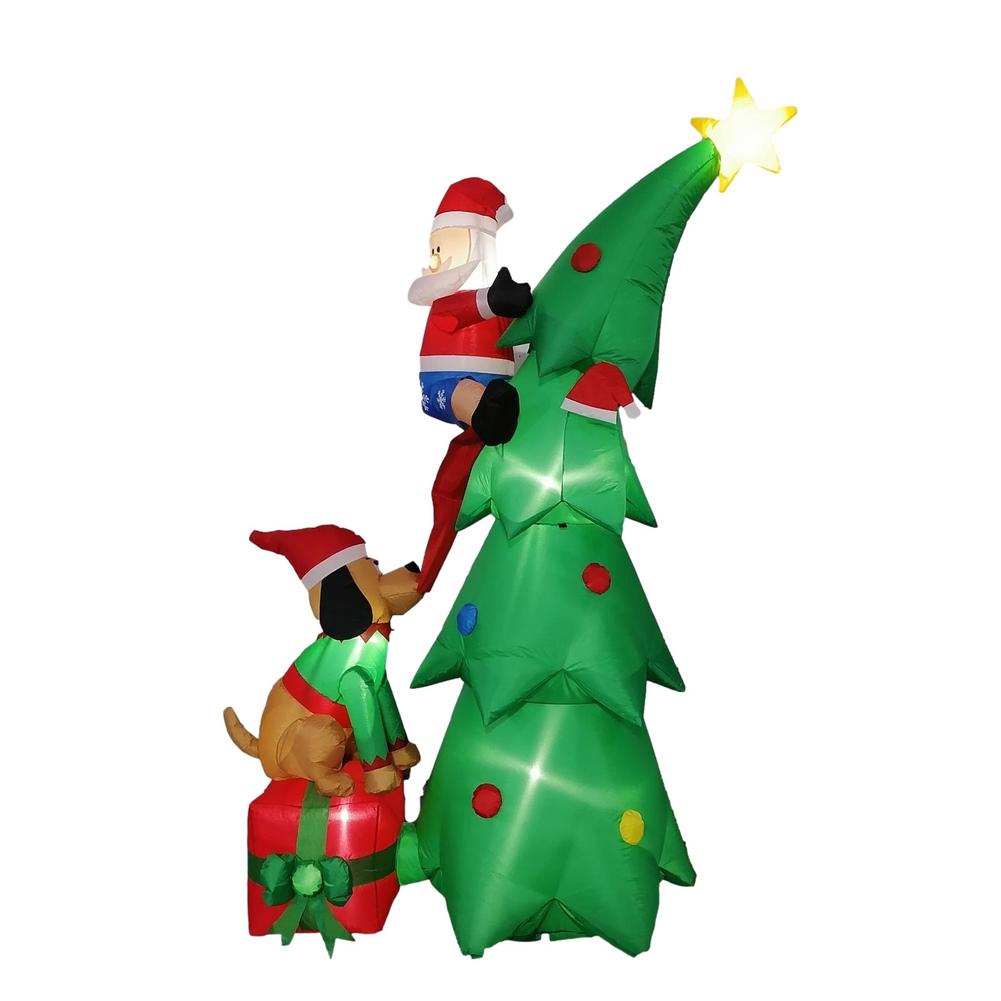 20cm Giant Iatable Christmas Tree Puppy Bites Santa Claus Climbing Tree Blow Up Fun Toys Christmas Gift Halloween Party Prop alx