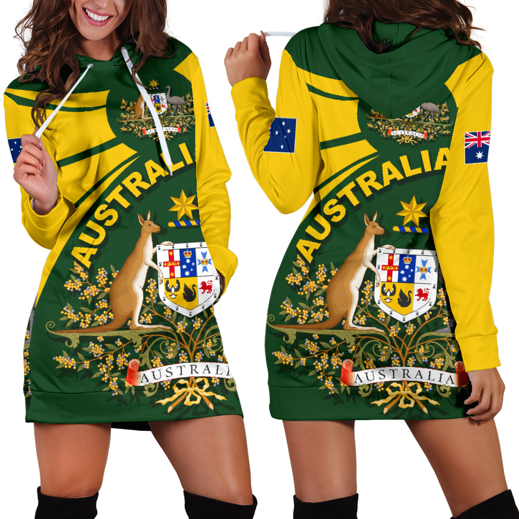 1Sttheworld Australia Women’S Hoodie Dress, Australia Swirly Lion Flag A10