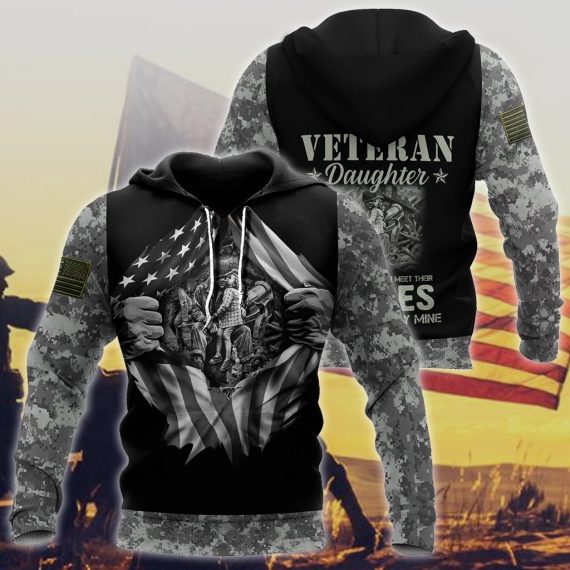 Veteran Daughter All Over Printed Us Unisex Size Hoodie