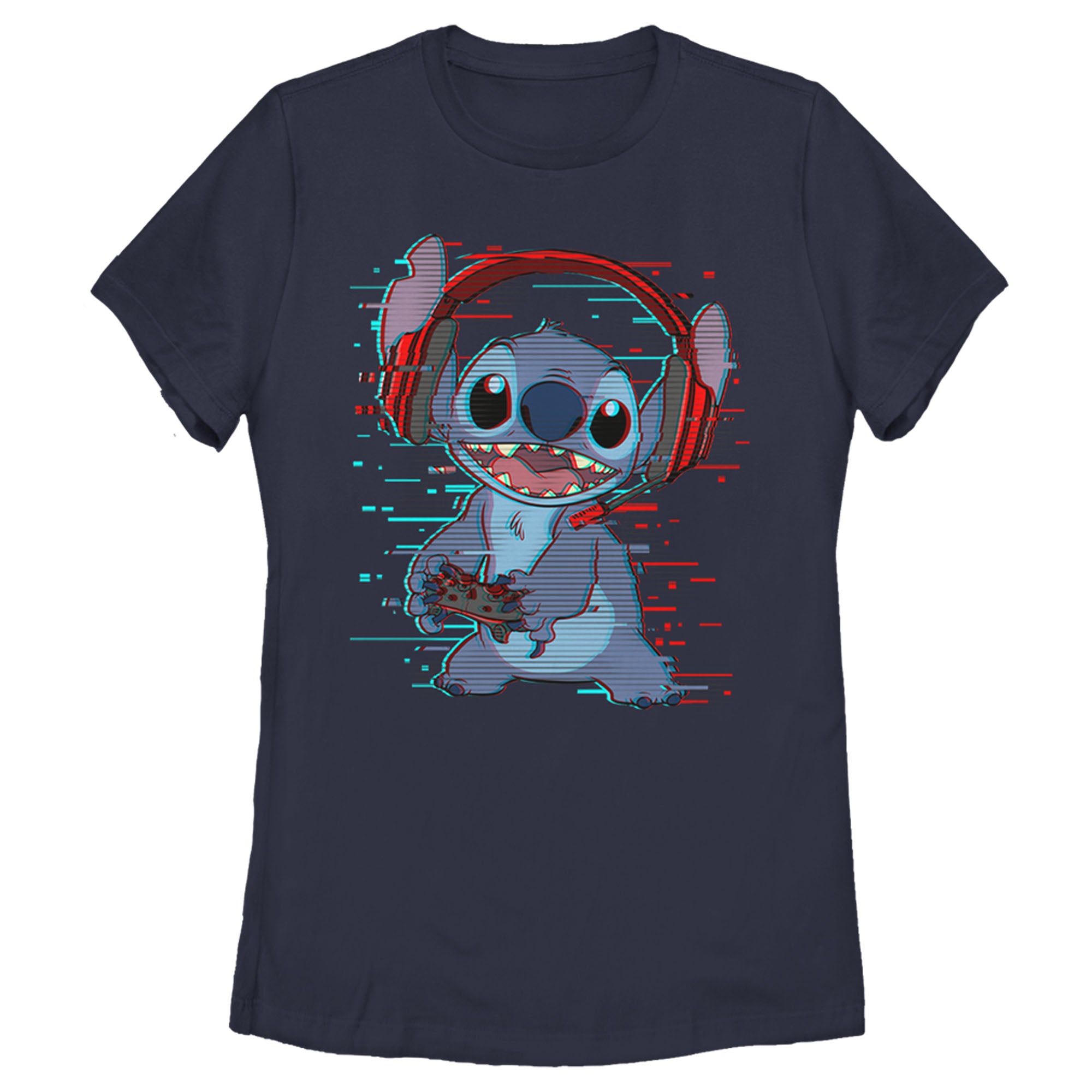 Women’S Lilo & Stitch Red And Blue Gamer T-Shirt