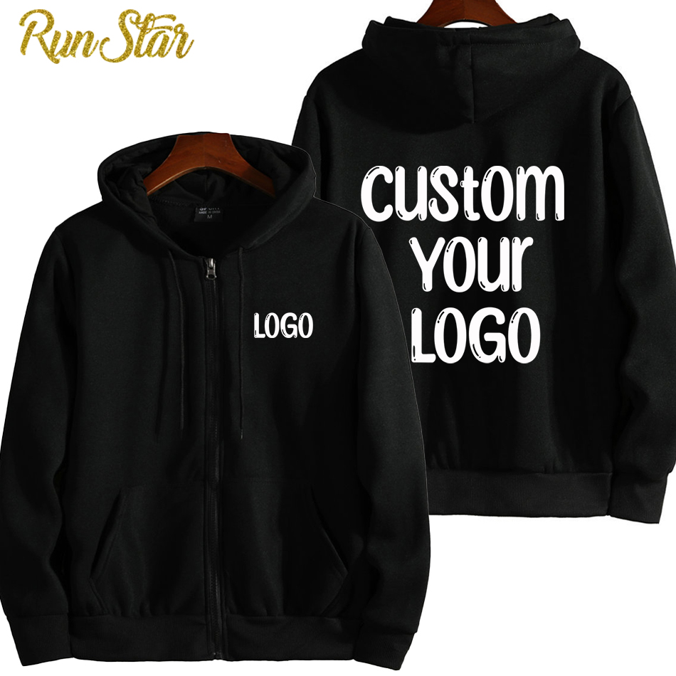 Custom Your Logo Men Women Zipper Sweatshirt 2022 Jacket Coat Hooded Sweater Long-Sleeved Hoodie Print Funny Pattern Text Logo alx