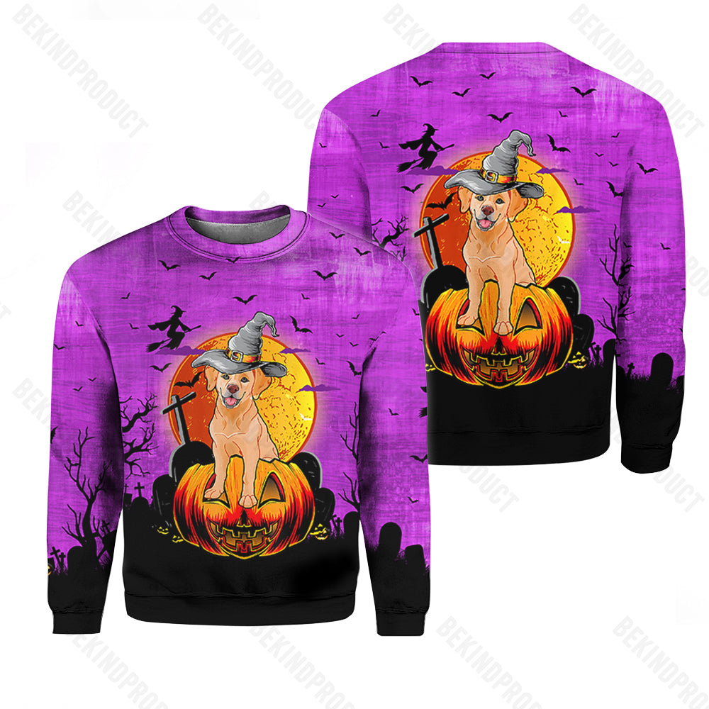 Đog Witch And Pumpkin Halloween Crewneck Sweatshirt All Over Print Sweatshirt For Women Sweatshirt For Men Swn1235