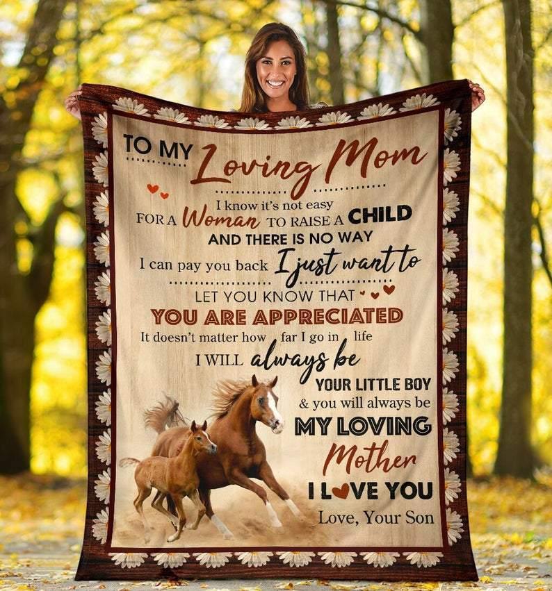 To My Loving Mom Horse – Gift For Mom For Mother’S Day, Unique Gifts Home Decor Gift For Family – Sherpa Blanket Fleece Blanket