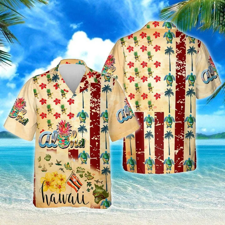 Aloha Summer Vibes Flowers And Leaves On Beige Background Hawaii Shirt Ha22761