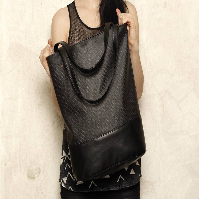 black vegan leather bag