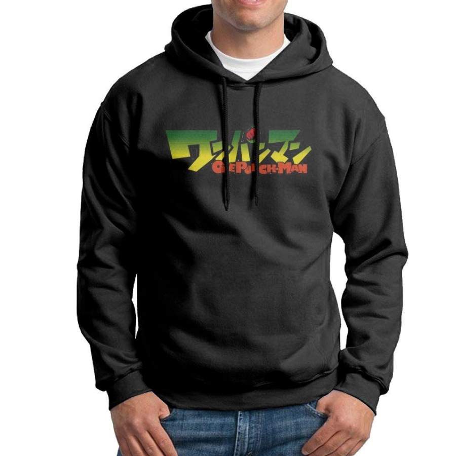 One Punch Man Japanese Webcomic Men Black Long Sleeve Hoodie Sportswear S