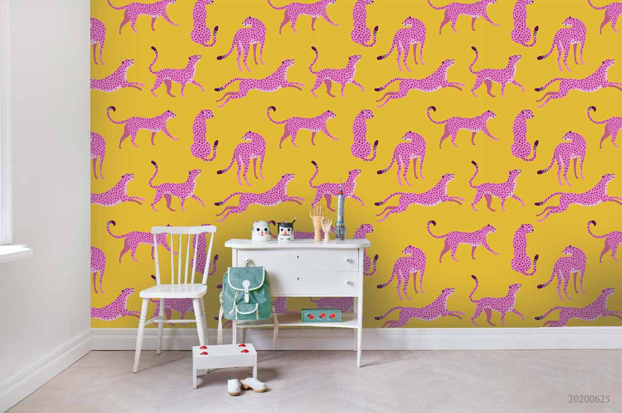 3D Pink Leopard Wall Mural Wallpaper A263 Lqh